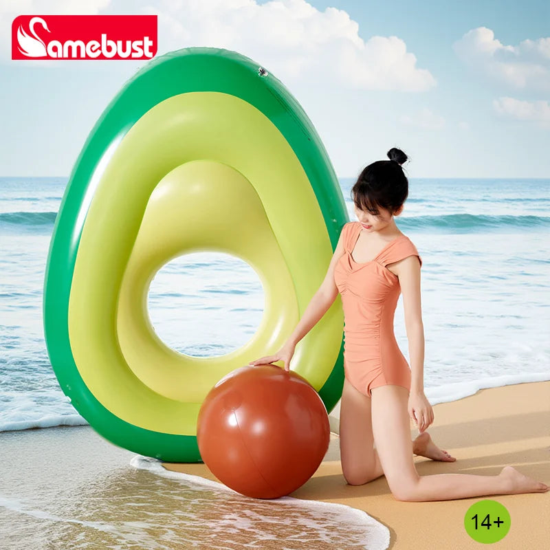 Camebust Aguacate Hinchable Flotante de PVC Anillo de Natación Flotadores de Piscina Tumbona Hinchable con Bola Hinchable para Decoración de Fiesta