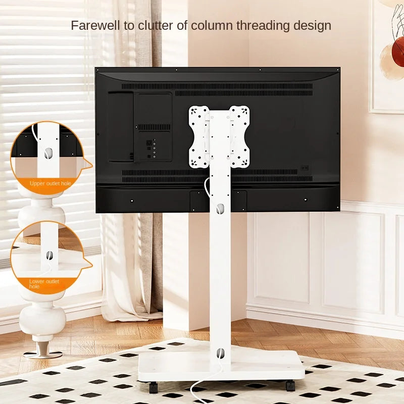 Soporte de TV con ruedas para televisores y PC de 10-43 pulgadas, carrito de TV móvil portátil sobre ruedas, soportes de suelo universales con montaje giratorio aptos para esquinas
