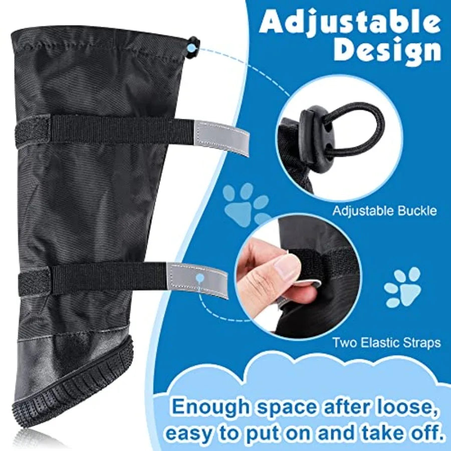 Botas impermeables para perro para invierno Sw, zapatos antideslizantes para perros medianos a grandes, protectores de patas con puño extendido para caminar al aire libre