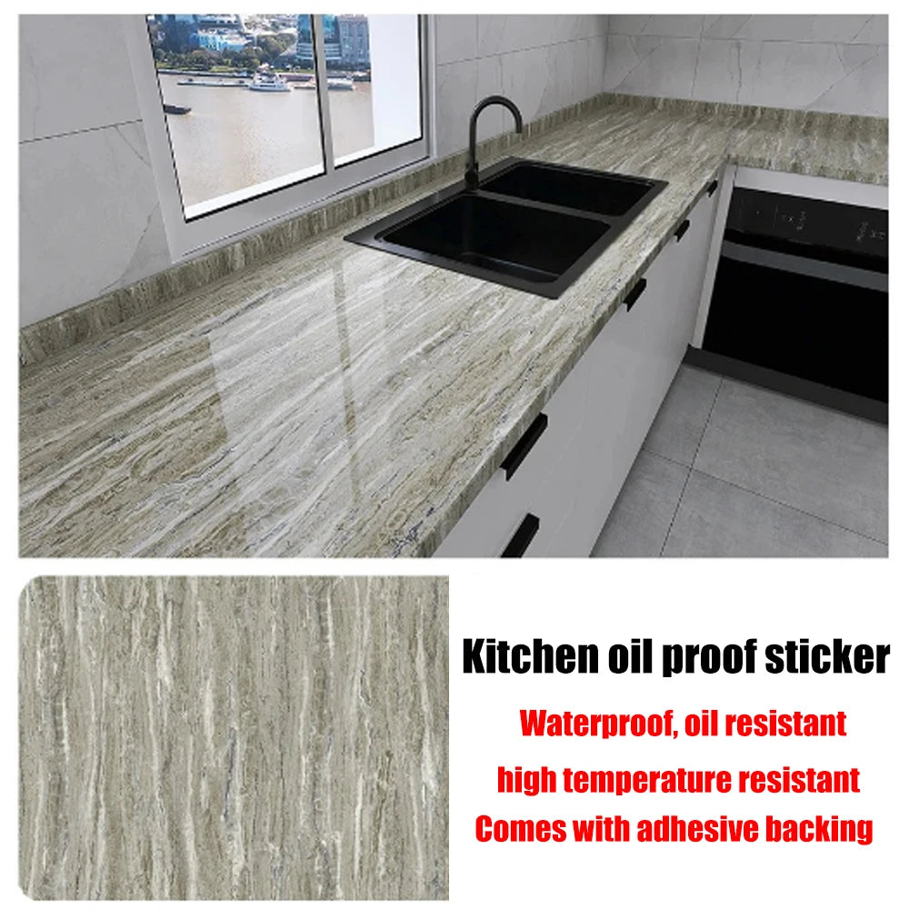 40cm New Marble Kitchen Oil-proof Wall Stickers Self-adhesive Stain-resistant High Temperature Kitchen Wallpaper Home Decorative