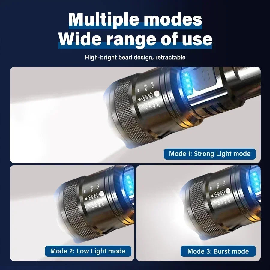 Linterna Súper Brillante Recargable USB LED Largo Alcance Táctica Antorcha Exterior Impermeable Emergencia Camping Pesca Linterna