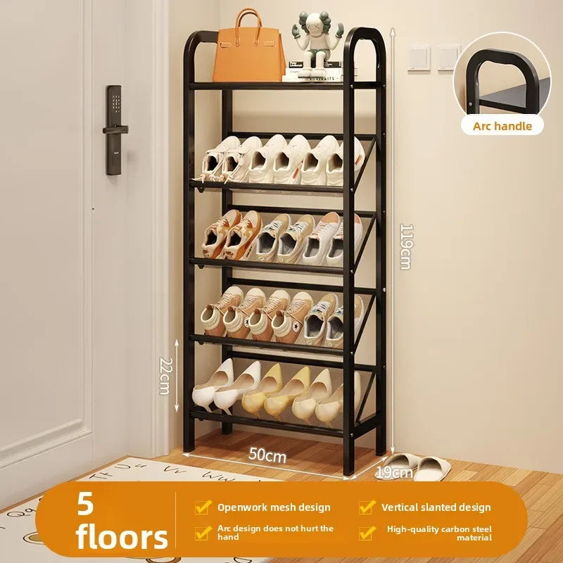 Zapatero de acero para puerta, doméstico, sencillo, ahorro de espacio, metálico, multi-capa, armario estrecho para zapatos