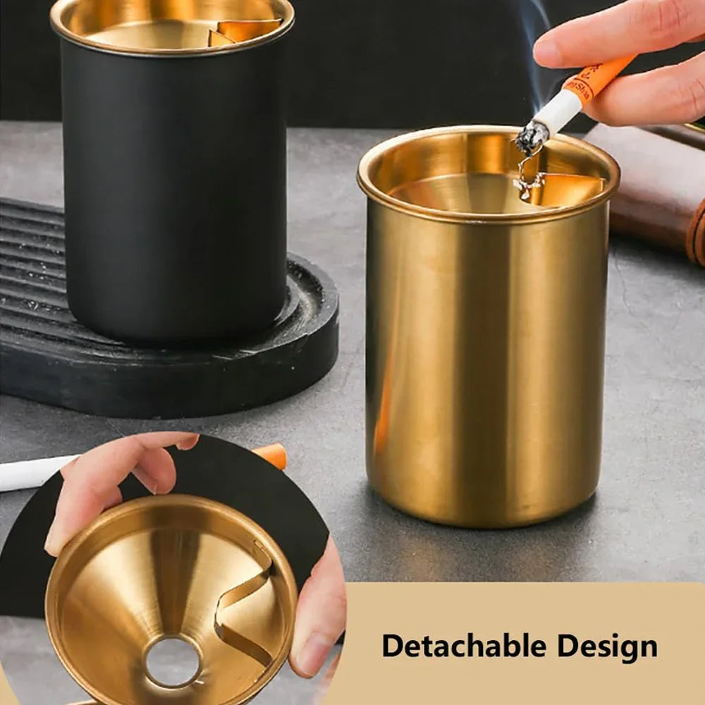 Cenicero Inoxidable a Prueba de Viento con Tapa, Cenicero de Puros sin Humo para Uso en Interiores, Exteriores y Patio, 1 Unidad, Accesorio para Fumar en Casa