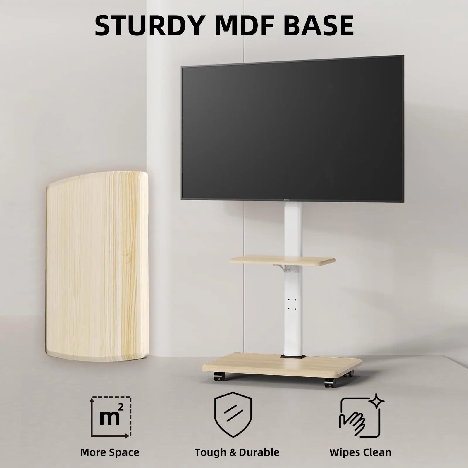 Soporte móvil para TV, soporte vertical de suelo para TV, carrito móvil para TV, carro de suelo para televisores de 26" a 75" de hasta 45 kg