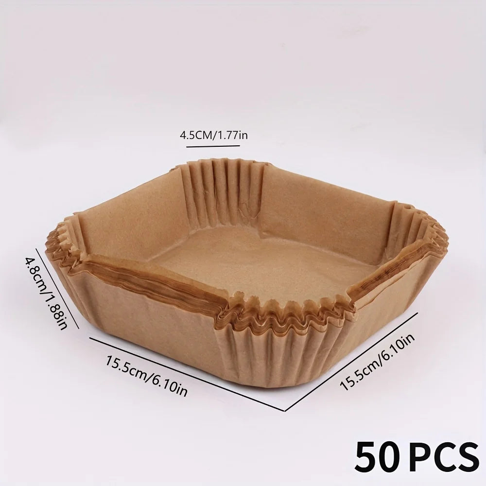 50 paquetes de papel antiadherente para freidoras de aire, hornos de microondas y de cocción, fáciles de limpiar y separar para una cocina más saludable