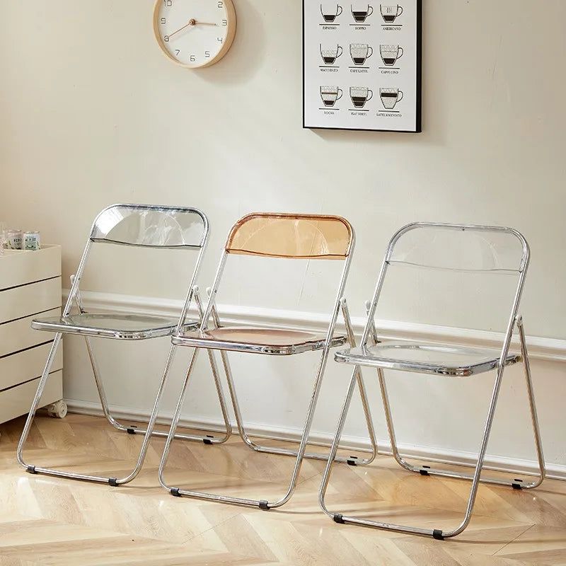 Silla plegable de celebridad de Internet, silla transparente acrílica, foto de silla terminada sin silla, taburete plegable simple de cristal para comedor