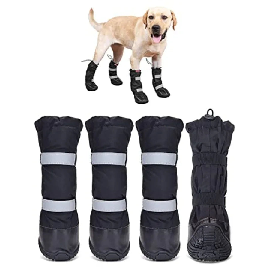 Botas impermeables para perro para invierno Sw, zapatos antideslizantes para perros medianos a grandes, protectores de patas con puño extendido para caminar al aire libre