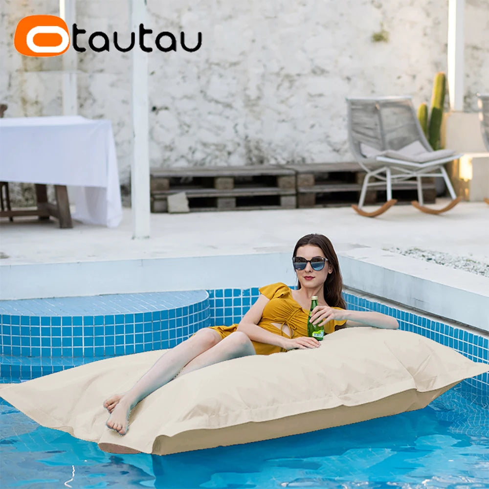 OTAUTAU Funda gigante de puf flotante de 1,8 m sin relleno para exteriores, piscina, almohada, jardín, playa, puf, salón, saco DD034