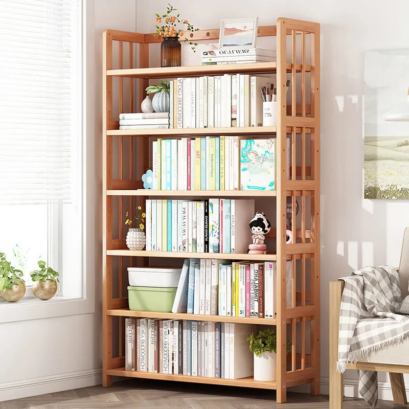 Simple bookshelf multifunctional adjustable storage rack floor type home living room student bookcase office wall storage rack