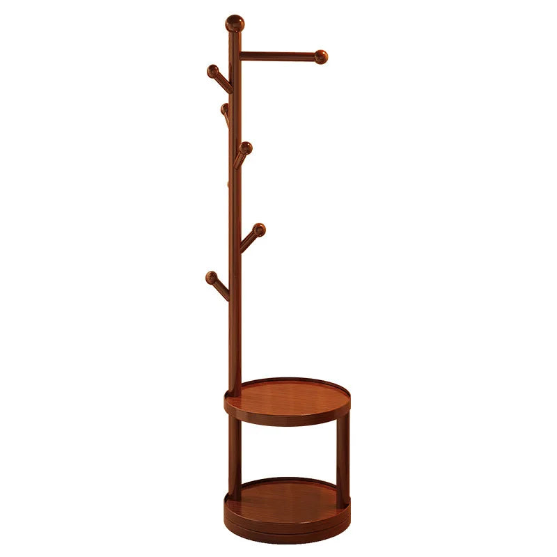 Perchero de pie de madera maciza, estante para ropa, estante de varios niveles, organizador de sombreros y bolsos para entrada, dormitorio y sala de estar