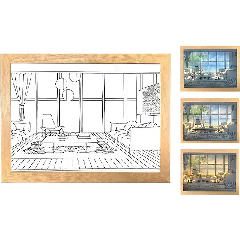 Led Mood Lamp Painting Wall Art 3 Color Changable Modes Romantic Decorative Night Light For Bedroom Living Party