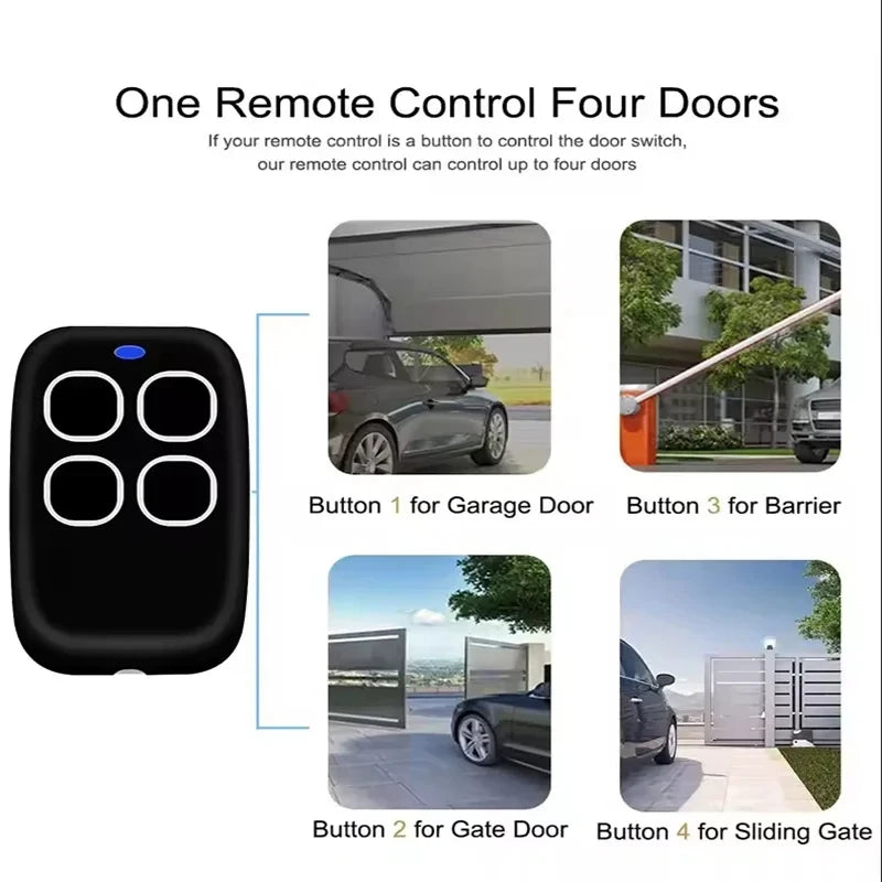 Duplicador de control remoto RF para puerta de garaje 433MHz Clonador de código para llavero de puerta Transmisor manual de comando de 4 botones impermeable