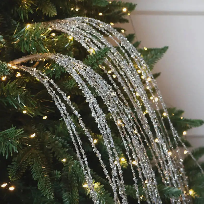 Lentejuelas Brillantes Navidad Fiesta Rama Palos Decoración Blanca Planta Artificial Borla Espigas de Trigo para Adornos de Árbol de Navidad Suministros