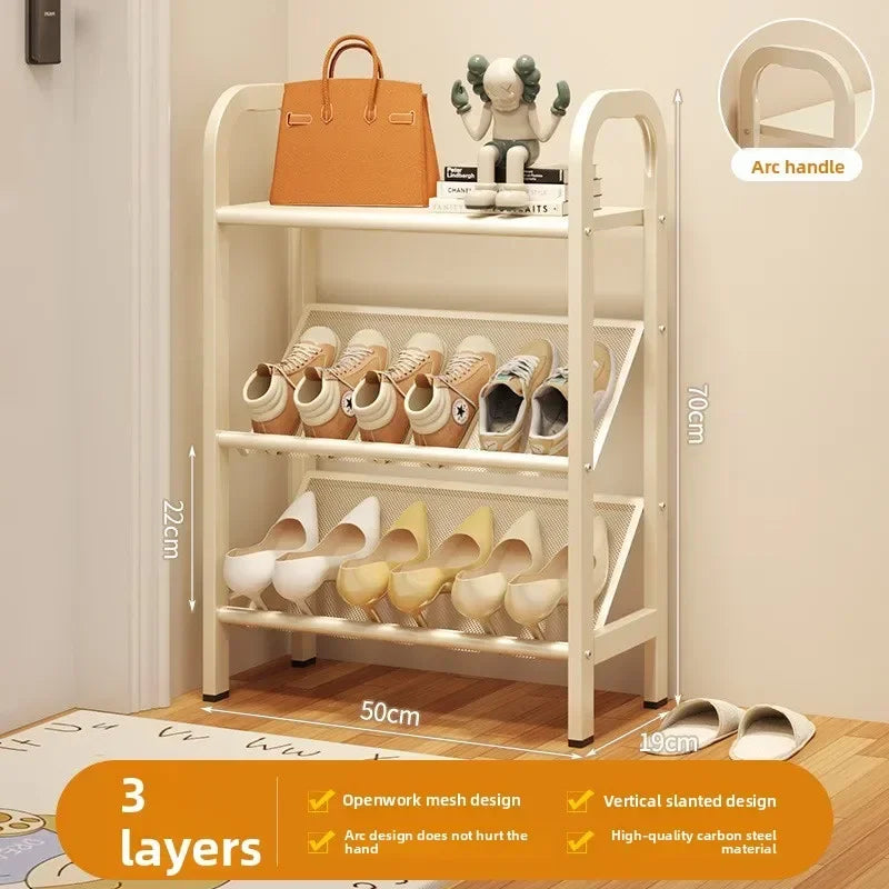 Zapatero de acero para puerta, doméstico, sencillo, ahorro de espacio, metálico, multi-capa, armario estrecho para zapatos