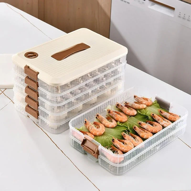 Caja de almacenamiento de dumplings, multicapa, transparente, para nevera, para mantener frescos los dumplings, contenedor sellado para alimentos de cocina casera