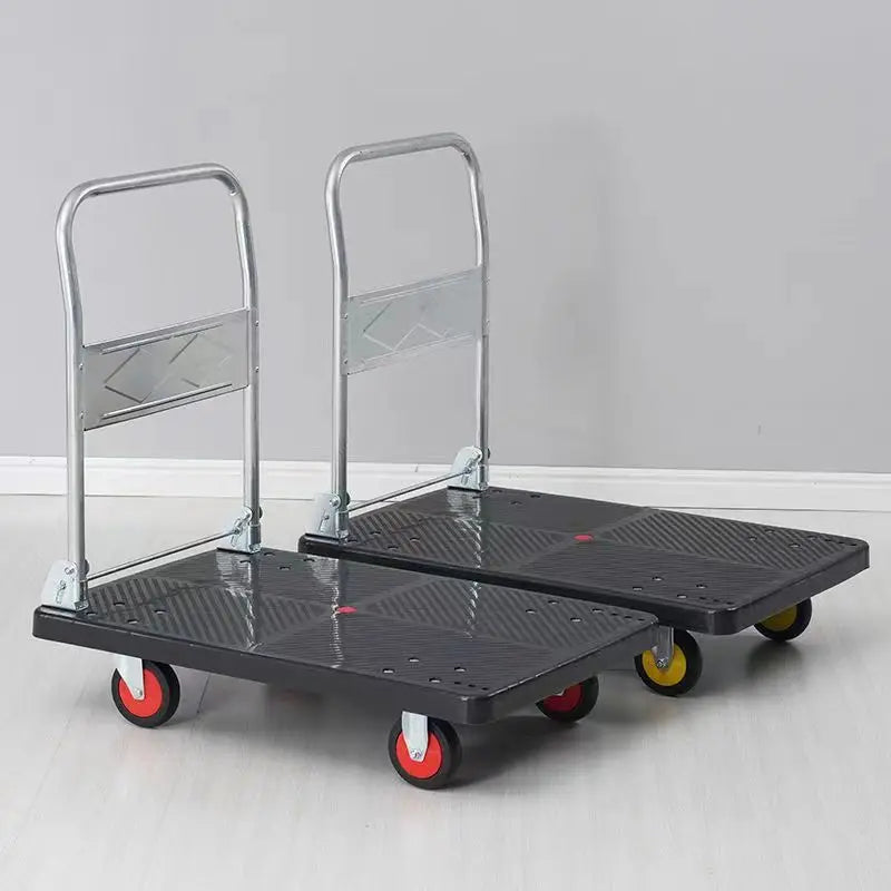 carro de plataforma de cuatro ruedas para arrastrar mercancías, carro de plataforma de cuatro ruedas para empujar mercancías, carro plegable, remolque exprés