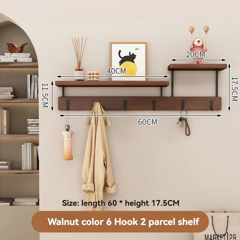 Gancho de madera maciza para ropa, perchero multifuncional para la pared de la entrada, gancho para llaves, perchero de pared sin perforaciones