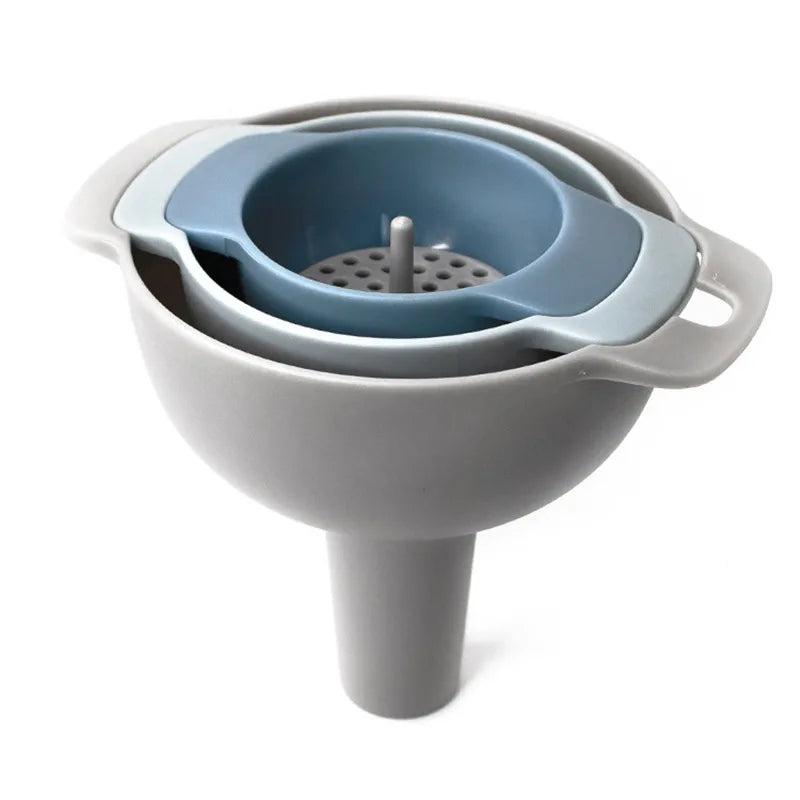 Embudo de cocina 4 en 1 para rellenar botellas, embudos de cocina con filtro colador desmontable, embudo de aceite de grado alimenticio sin BPA