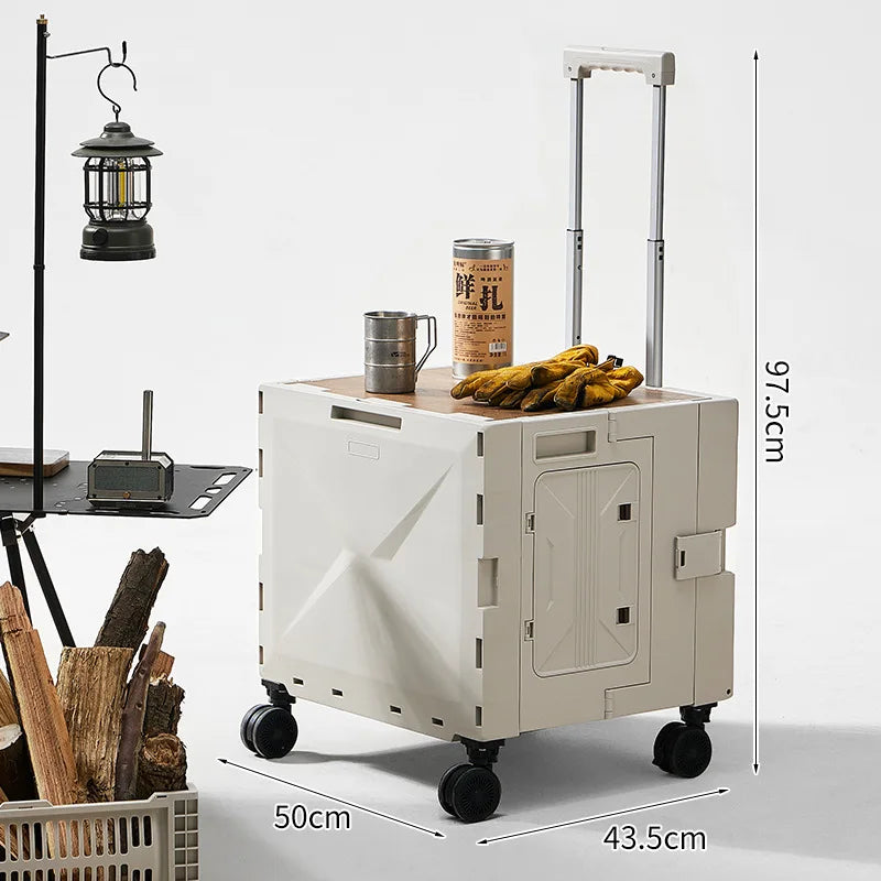 Carro de camping al aire libre, maleta trolley, herramientas de picnic, mesa de comedor plegable móvil para coche, carro de camping multifuncional