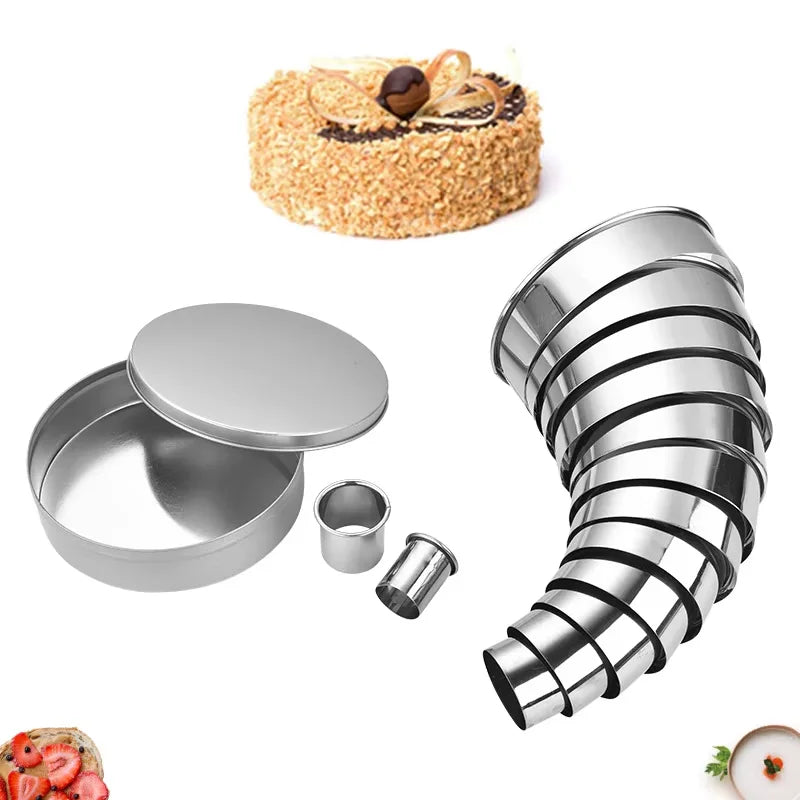 14 piezas de cortadores de galletas redondos de acero inoxidable, cortadores de donuts, moldes de anillo, cortadores de repostería de círculo graduado YY129