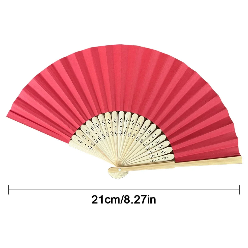 Abanico de mano, abanico de papel de bambú, abanico plegable de bolsillo, abanicos de invitados de color sólido, regalo de invitado de bricolaje para bodas, cumpleaños, fiestas de verano