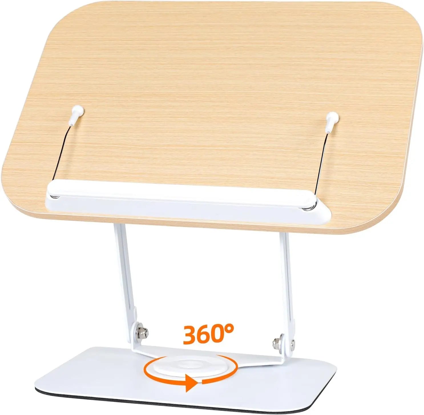 Nuevo soporte acrílico para libros con almacenamiento para lectura, soporte ajustable para libros con base giratoria de 360°, soporte elevador de escritorio plegable