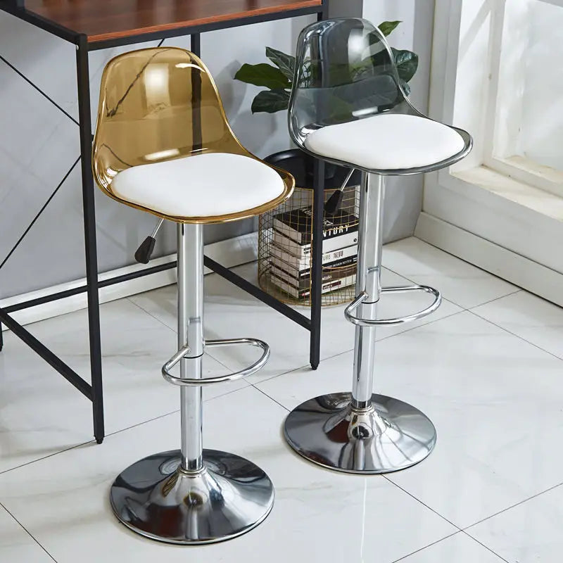 Taburete de Bar Giratorio Ajustable con Elevador de Gas Respaldo Alto Cuero PU Silla de Mostrador Moderna Taburetes de Bar para Cocina y Desayuno Muebles