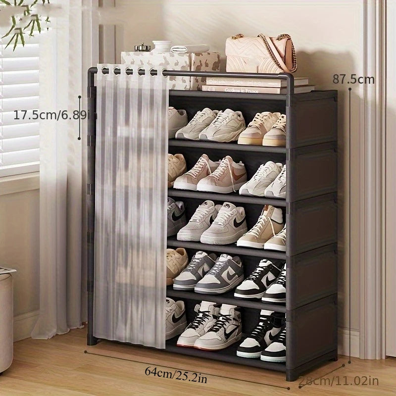 Zapatero plegable a prueba de polvo con base antideslizante, fácil de limpiar, estante de almacenamiento multicapa para zapatos y accesorios