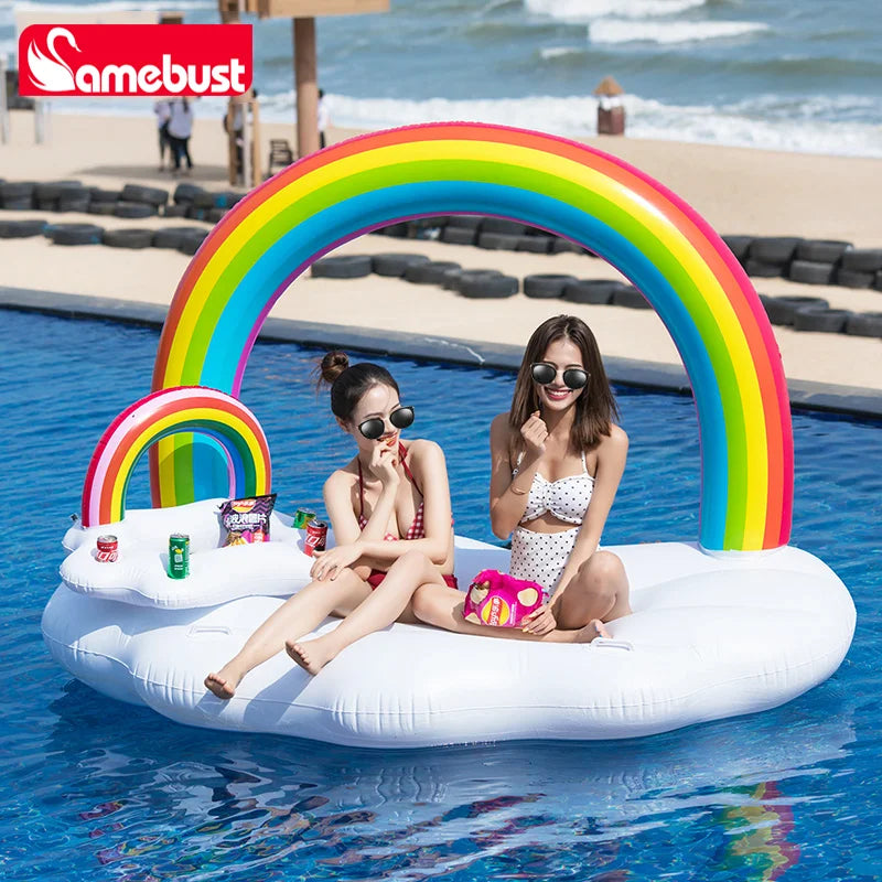Camebust Boya Inflable de Agua Arcoíris, Flotador de Piscina de Arcoíris Flotante para Decoración de Fiestas