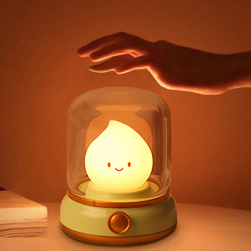 Bonita lámpara de llama, vela, luz nocturna, lámpara decorativa LED de escritorio, lámpara nocturna recargable por USB, regalo creativo para niños para dormitorio