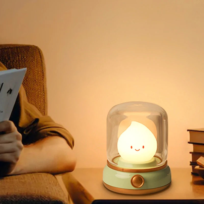 Bonita lámpara de llama, vela, luz nocturna, lámpara decorativa LED de escritorio, lámpara nocturna recargable por USB, regalo creativo para niños para dormitorio