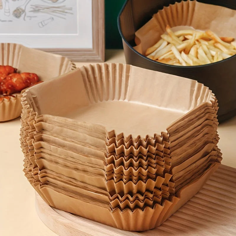 50 paquetes de papel antiadherente para freidoras de aire, hornos de microondas y de cocción, fáciles de limpiar y separar para una cocina más saludable