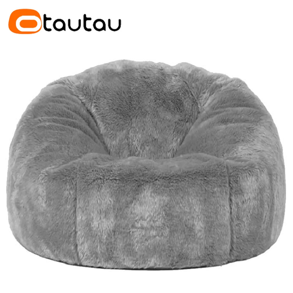 OTAUTAU para adultos y niños, funda de puf de piel sintética mullida sin relleno, puf otomano para sala de estar, asiento de esquina, saco DD003