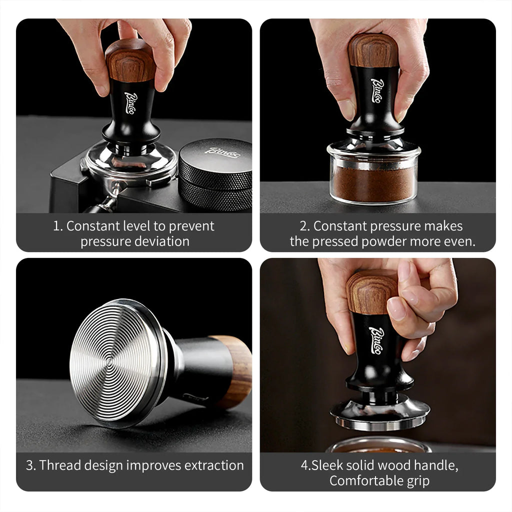 Bincoo Pro Apisonador de Fuerza Constante, Ajuste de Precisión de 51/58 mm, Presión Consistente de 30 LB, Herramienta Profesional para Espresso