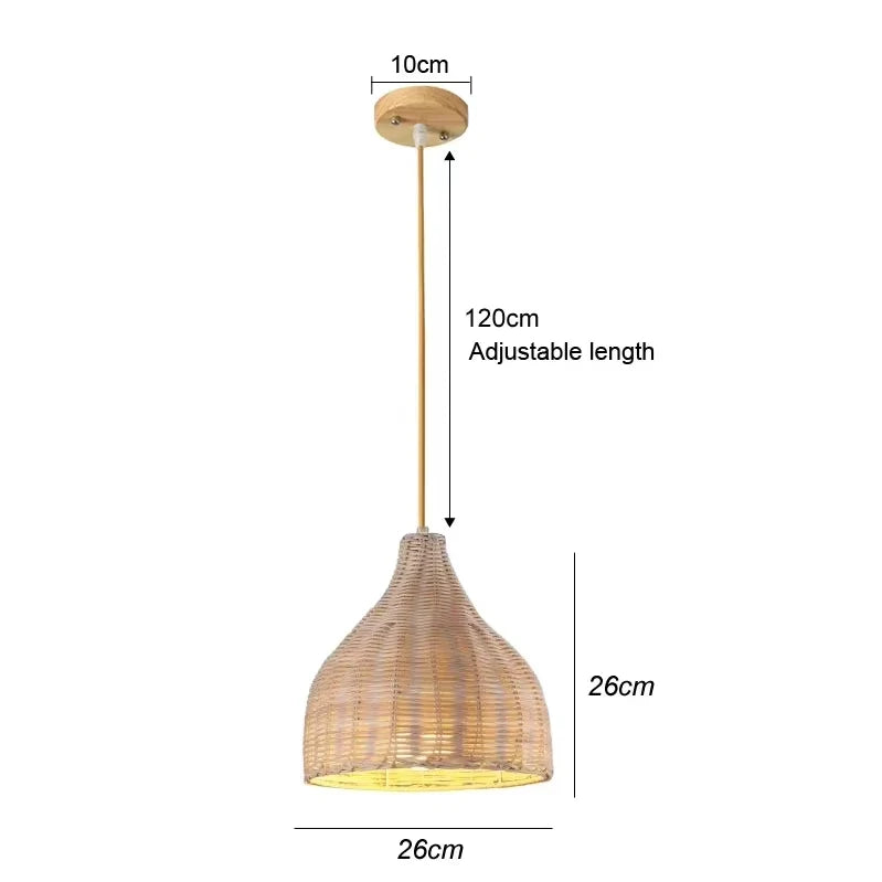 Lámpara de araña de ratán Pantalla de lámpara colgante de mimbre tejido natural para decoración de hogar y restaurante Lámpara de mimbre de bambú tejida a mano