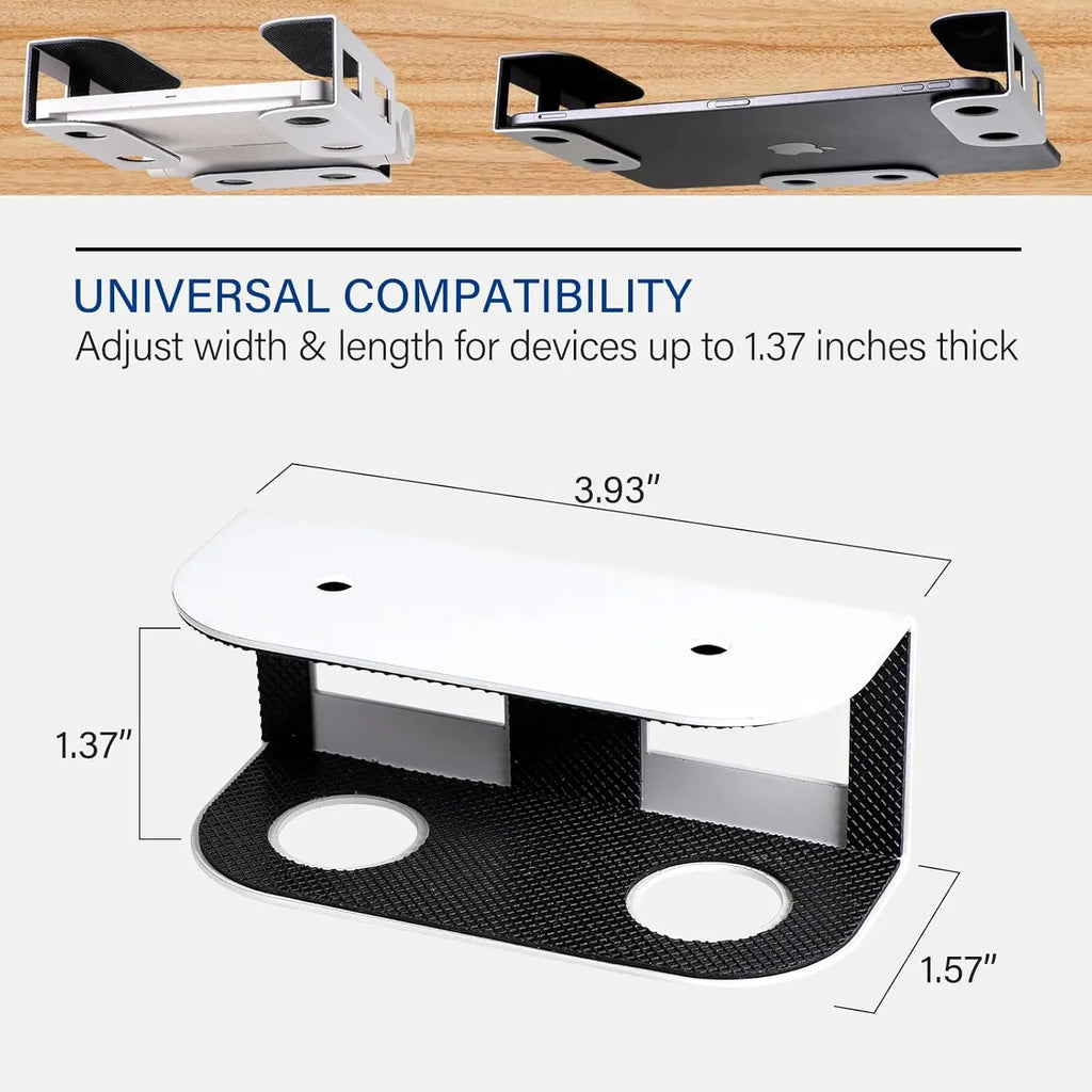 Soporte para portátil debajo del escritorio, soporte de metal para portátil, Mac Mini, Macbook, teclado con silicona antiarañazos