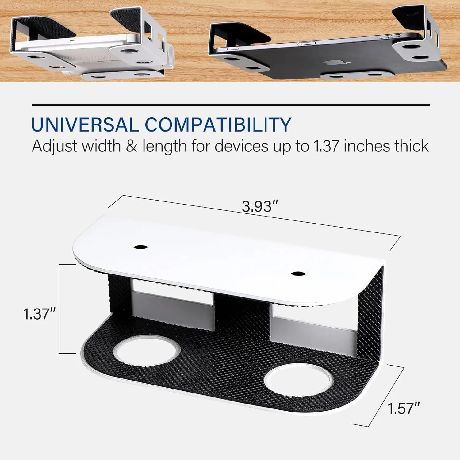 Soporte para portátil debajo del escritorio, soporte de metal para portátil, Mac Mini, Macbook, teclado con silicona antiarañazos