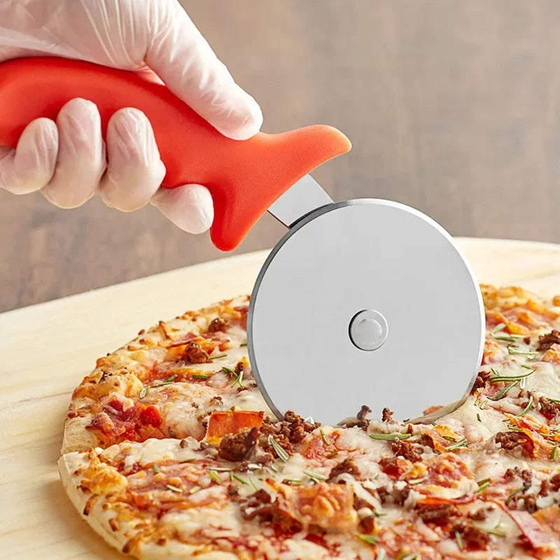 Accesorios de cocina de cortador de pizza nuevos, cortador de masa de acero inoxidable, cuchillo de pizza, cortador de galletas, rueda de rodillo para pastel, corte con tijera