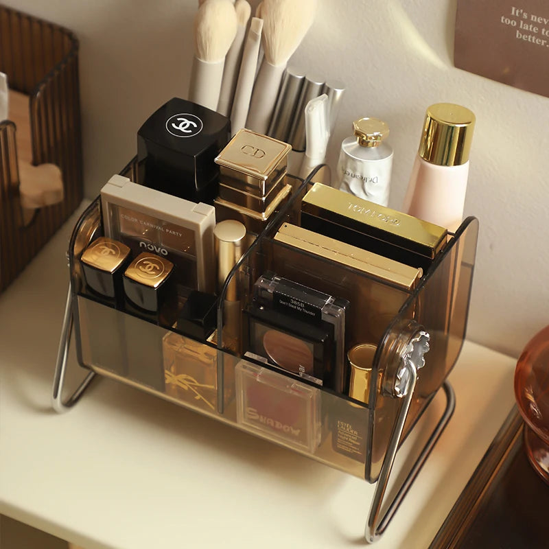 Vintage Cosmetic Storage Box Stationery Storage Dressing Lipstick Eye Shadow Brush Makeup Brush Drum Removable Storage Rack