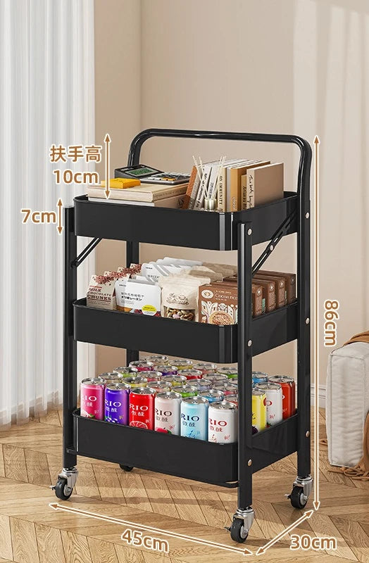 Carro organizador plegable de varios niveles con ruedas para cocina, hogar, dormitorio, libros, refrigerios, carrito de almacenamiento portátil con ruedas, muebles