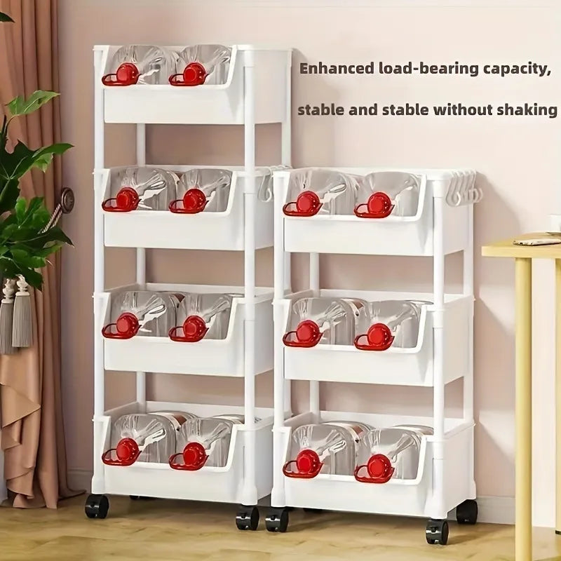 Estante de almacenamiento de 5 niveles Carro de almacenamiento Estantería - Estante de almacenamiento móvil con ruedas para sala de estar Dormitorio Estantería para libros