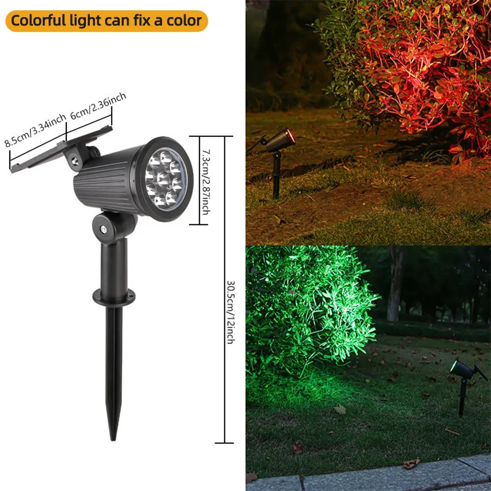 9 luces solares LED focos exteriores RGB luces solares de paisaje IP65 impermeables de brillo ajustable para jardín, patio, palmeras