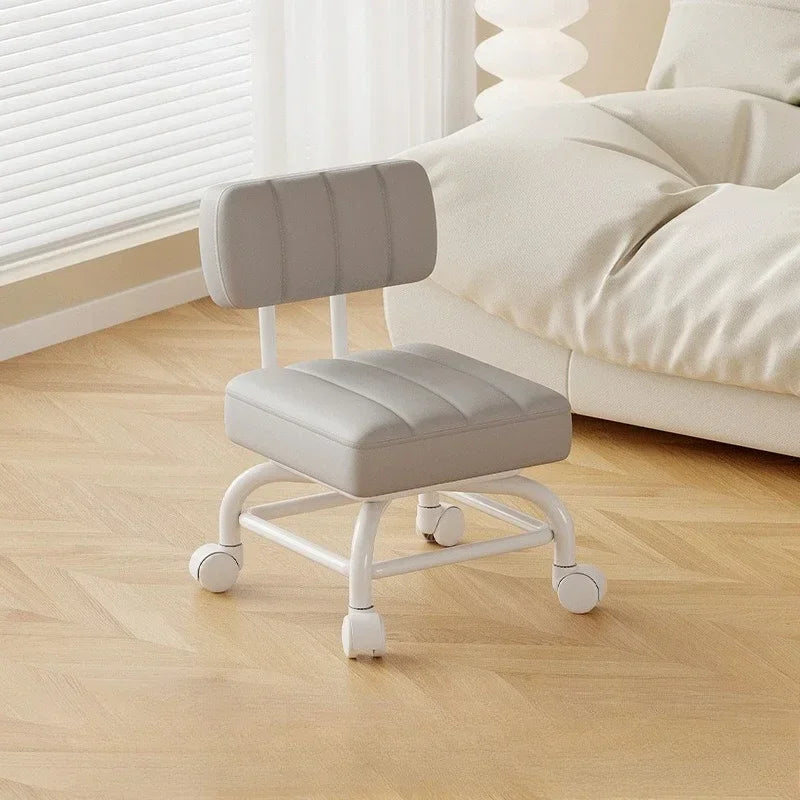 Taburete Pequeño Respaldo Rueda Universal Taburete Blando Sofá Infantil Mesa de Centro Silla Pequeña Polea Taburete Bajo Taburete Portátil