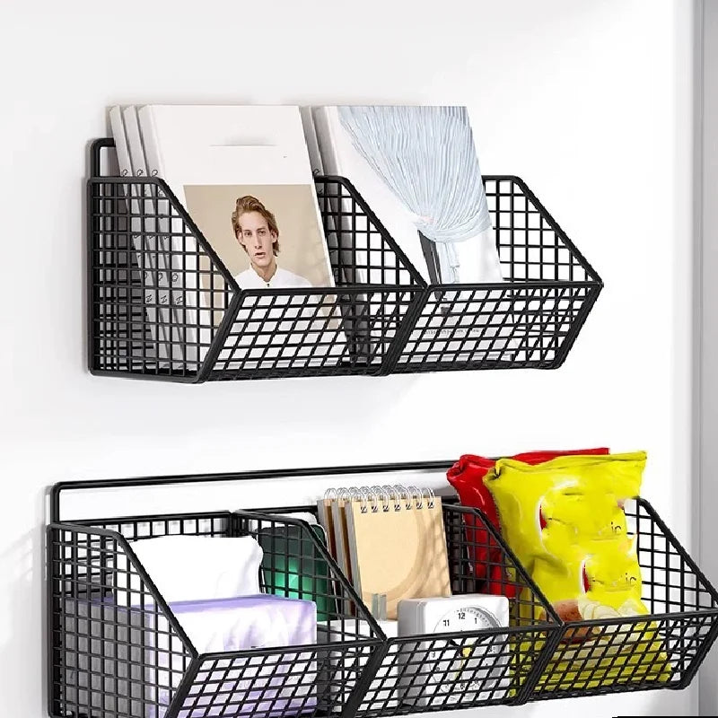 Cesta de Almacenamiento de Cocina Montada en la Pared Adecuada para el Almacenamiento Duradero de Alambre de Metal de Especias, Ajo, Cebollas y Verduras