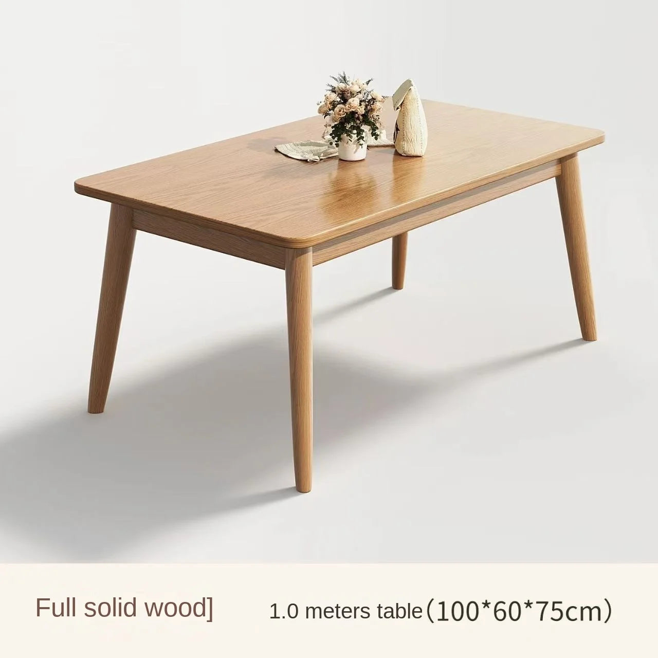 Mesa de comedor de madera maciza moderna, rectangular, estilo japonés, sencilla para apartamento pequeño