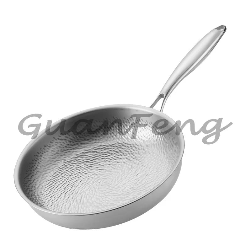 Sartén de tres capas, sartén para cocinar en casa, sartén antiadherente martillada, uso en cocina