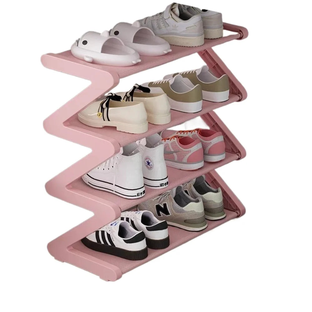 Almacenamiento de Zapatos Doméstico Simple Estante Creativo para Zapatos en Forma de Z Estante de Zapatos de Ensamblaje Multicapa para Dormitorios Almacenamiento de Zapatos que Ahorra Espacio
