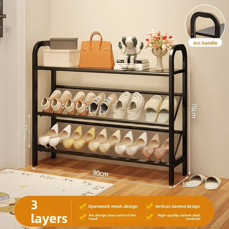 Zapatero de acero para puerta, doméstico, sencillo, ahorro de espacio, metálico, multi-capa, armario estrecho para zapatos