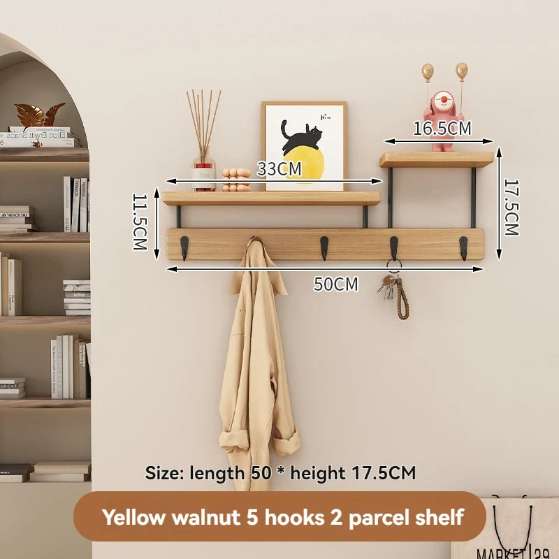 Gancho de madera maciza para ropa, perchero multifuncional para la pared de la entrada, gancho para llaves, perchero de pared sin perforaciones