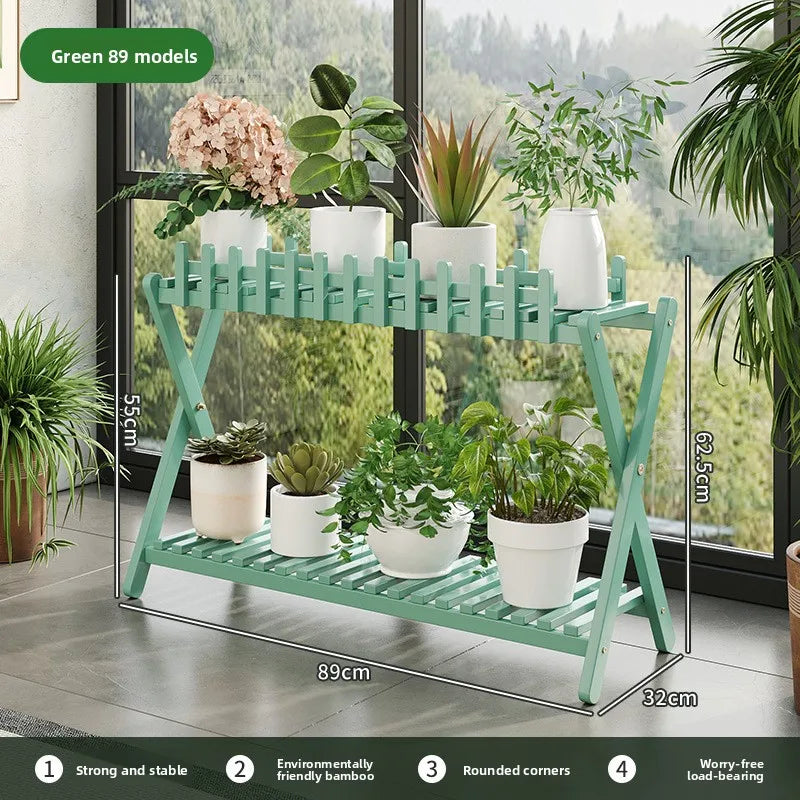 Soporte de bambú natural de varios niveles para plantas, estante móvil para macetas, exhibición de suculentas para interiores, exteriores, balcón, sala de estar